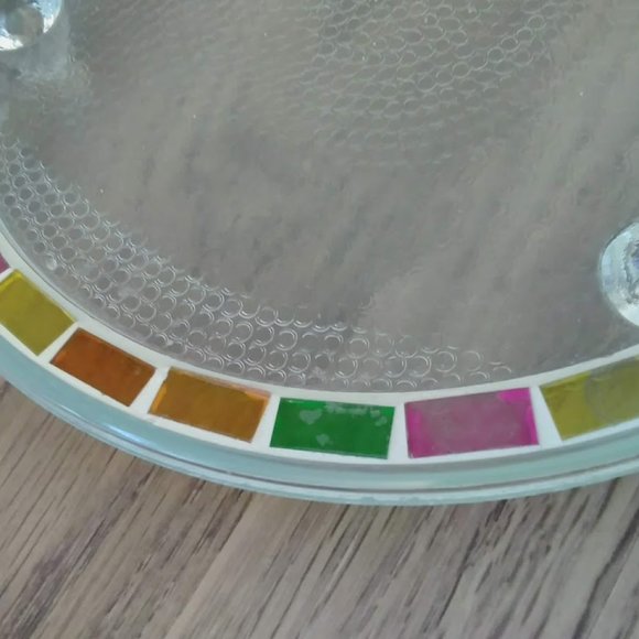 2 Pillar Candle Holders with Mosaic glass inlay - Picture 4 of 4